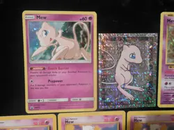 Mew Holo 53/108 SM215 Vintage Foil Prism Sticker 4x Promo #8 Pokemon Card Lot LP - Image 4