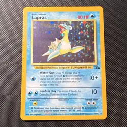 Pokemon TCG Lapras Fossil Holo Rare Basic English 10/62 1999 Card - Image 1
