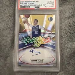 Topps Chrome Cooper Flagg Gold Refractor Autograph /50 Dallas Mavericks PSA 10 - Image 1