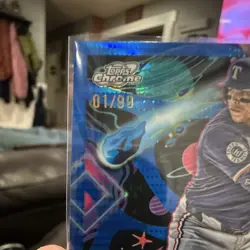 Topps 2025 Cosmic Chrome Blue Moon Refractor Dustin Harris Rangers #137 /99 RC - Image 2