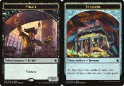 2x Pirate // Treasure - Foil Promo Token Friday Night Magic 2017 MP MTG - Image 1