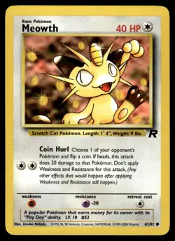 Pokemon TCG Team Rocket #62/82 Meowth - Image 1