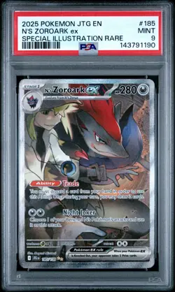 N'S Zoroark Ex 2025 Pokemon JTG EN Special Illustration Rare Mint 9 PSA - Image 1