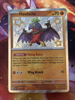Pokemon Hawlucha 175/091 SV: Paldean Fates Shiny Rare Holo Basic 70 HP English - Image 1