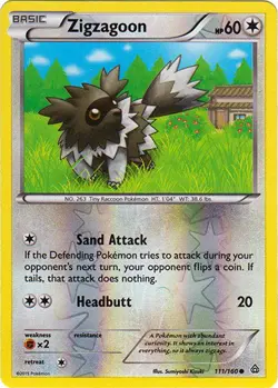 1x Zigzagoon - 111/160 - Common - Reverse Holo NM-Mint Pokemon XY-- Primal Clash - Image 1