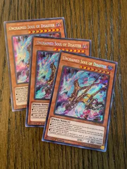 YUGIOH - UNCHAINED SOUL OF DISASTER X3 - SECRET RARE - 1ST ED - NM - CHIM - Image 1