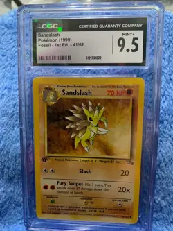 SANDSLASH FOSSIL - 1ST EDITION 41/62 POKEMON CGC 9.5 - Image 1