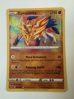 Pokemon Zamazenta 102/185 Amazing Rare Holo Vivid Voltage NM - Image 1