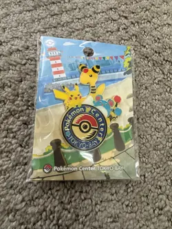 Japanese Pokemon Center Tokyo Bay Pin Badge Pikachu Ampharos Marill Brand New - Image 1