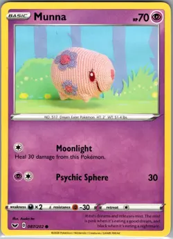 Munna 087/202 Non Holo SWSH01: Sword & Shield Base Set - Pokemon Card - NM - Image 1
