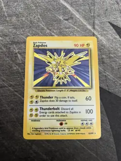 Zapdos 016/102 Base Set Holo Pokemon Card MP - Image 1