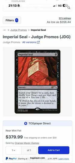 Wizards of the Coast Imperial Seal Judge Promos Foil Sorcery Black 006/008 - Image 2