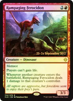Moderate Play, English MTG Foil Rampaging Ferocidon - Foil - Prerelease Promo Ix - Image 1