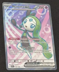Meloetta ex 159/086 Ultra Rare BLK SV: Black Bolt Pokemon TCG NM - Image 1