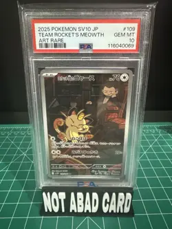 TEAM ROCKET'S MEOWTH PSA 10 2025 POKEMON SV10 JP #109/098 ART RARE AR - Image 1