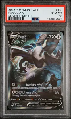 2022 POKEMON SWORD & SHIELD SILVER TEMPEST #186 FULL ART/LUGIA V PSA 10 - Image 1