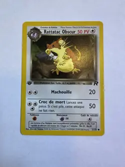 Pokemon Rattatac Obscur Rare Team Rocket 1st Edition 51/82 French Vintage LP - Image 1