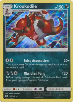 x1 Krookodile - 85/149 - Holo Rare Pokemon SM1 Sun & Moon Base M/NM - Image 1