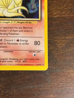 Pokemon TCG Ninetales Base Set 12/102 Holo 1999-2000 Wizards Base Set LP + - Image 4