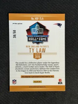 2025 Panini Football Ty Law #HOF-TLW Hall Of Fame Auto /50 SP Patriots - Image 2