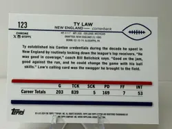 2024 Topps Chrome - Ty Law #123 Yellow Wave Refractor /75 Patriots - Image 2