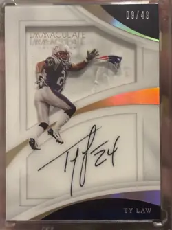 2017 Panini Immaculate Collection - Immaculate Shadowbox Sig. Ty Law #SS-TL /49 - Image 1