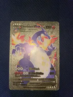 Pokemon TCG Charizard VMAX Gold Fan Art Card Misprint Holo Bleed Sv107/Sv122 - Image 1