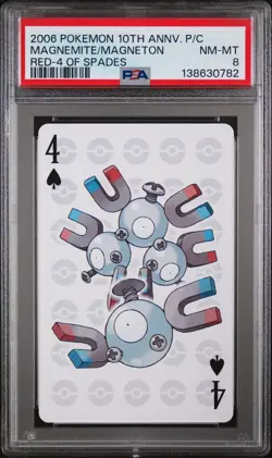POKEMON CENTER 10TH ANNIVERSARY PLAYING CARDS RED DECK MAGNEMITE/MAGNETON PSA 8 - Image 1