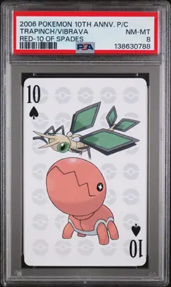 POKEMON CENTER 10TH ANNIVERSARY PLAYING CARDS RED DECK TRAPINCH/VIBRAVA PSA 8 - Image 1