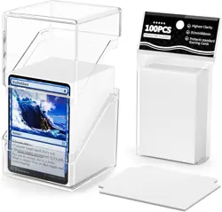Card Deck Case, Clear Deck Box with 100 Pack Card Sleeves and Divider, Standard - Image 1