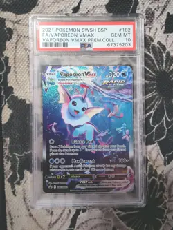 PSA 10 Vaporeon VMAX SWSH182 Alt Art Black Star Promo Gem Mint Pokemon Card #182 - Image 1