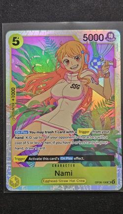 Bandai One Piece Card Game Nami OP08-106 Two Legends SR Full Art Foil 5000 Power - Image 1