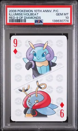 POKEMON CENTER 10TH ANNIVERSARY PLAYING CARDS RED DECK ILLUMISE/VOLBEAT PSA 10 - Image 1