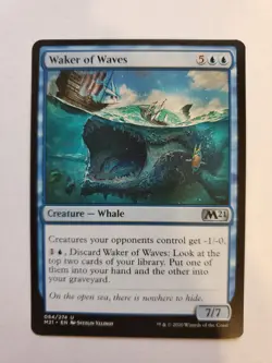 MTG Magic The Gathering Card Waker of Waves Creature Whale Blue M21 - Image 1