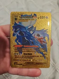 Shadow Rider Calyrex Vmax Gold Foil Fan Art Textured Collector Pokemon Card - Image 1