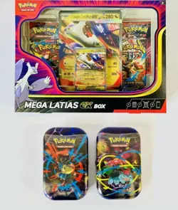 Pokemon TCG Mega Evolution Mega Latios EX Box + Mega Heroes Sealed Mini Tins X 2 - Image 1