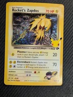 Rocket's Zapdos 15/132 holo Celebrations: Classic Collection Pokemon NM - Image 1