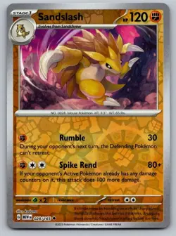 Sandslash 028/165 Uncommon 151 Pokemon Reverse Holo Near Mint - Image 1