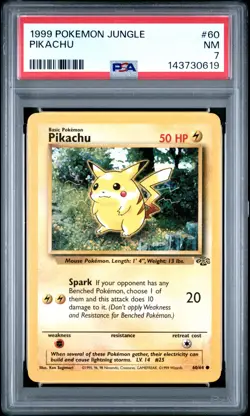 1999 POKEMON JUNGLE #60 PIKACHU PSA 7 - Image 1
