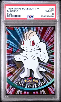 1999 TOPPS POKEMON TV FOIL #66 MACHOP PSA 8 - Image 1