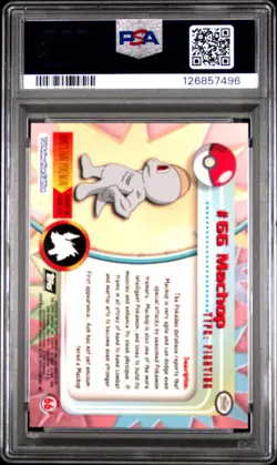 1999 TOPPS POKEMON TV FOIL #66 MACHOP PSA 8 - Image 2