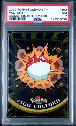 2000 TOPPS POKEMON TV ANIMATION SER 2 FOIL #100 VOLTORB PSA 7 - Image 1