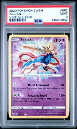 2020 POKEMON SWORD & SHIELD VIVID VOLTAGE #082 ZACIAN PSA 9 - Image 1