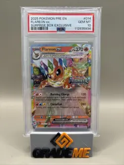 PSA 10 GEM Mint - Flareon Ex #014 Pokemon Prismatic Evolution Surprise Box Stamp - Image 1