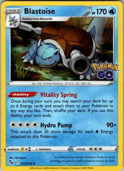 Blastoise Holo Rare Pokemon GO 017/078 NM - Image 1