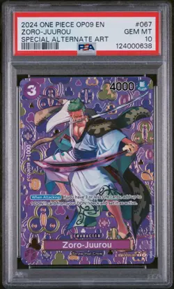 Bandai Zoro-Juurou Manga Alternate Art Foil OP09-067 One Piece PSA 10 - Image 1