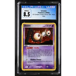 CGC 8.5 NM/MINT+ Unown N/28 Pokemon 2005 EX Unseen Forces Unown Set Holo (PSA) - Image 1