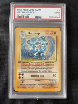 Pokemon TCG Machamp Holo 1st Edition Base Set #8/102 PSA 9 - Image 1
