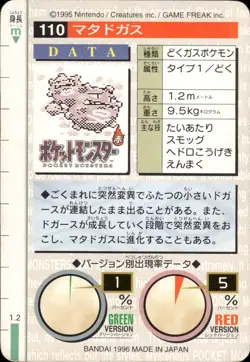 Weezing Carddass 1996 Vintage Pokemon Pocket Monsters Vending Card B46 HP - Image 2