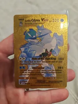 Ice Rider Calyrex Vmax Gold Foil Fan Art Textured Collector Pokemon Card TG15 - Image 1